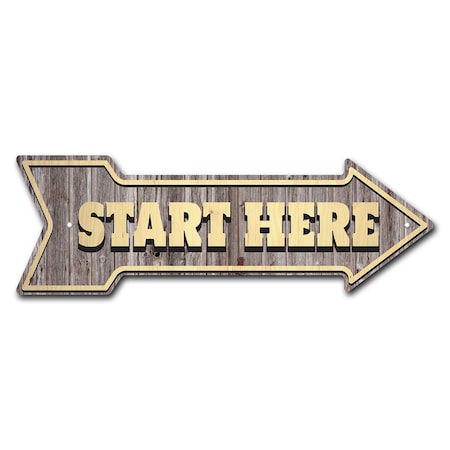Signmission Start Here Arrow Sign Funny Home Decor 36in Wide P-ARROW12-999592